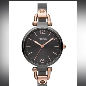 Fossil ES3111 georgia watch - never worn, gray smoke and rose gold